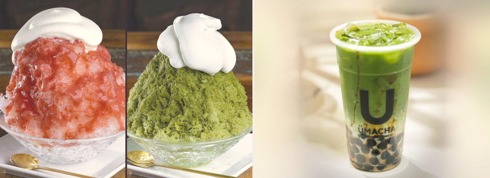 Kakigori and an iced matcha boba from Umacha