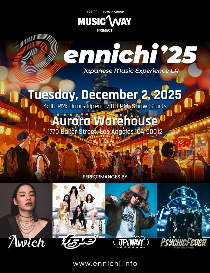 The ennichi &rsquo;25 flyer &mdash; Awich, FAKY, JP THE WAVY and PSYCHIC FEVER at Aurora Warehouse, December 2 2025